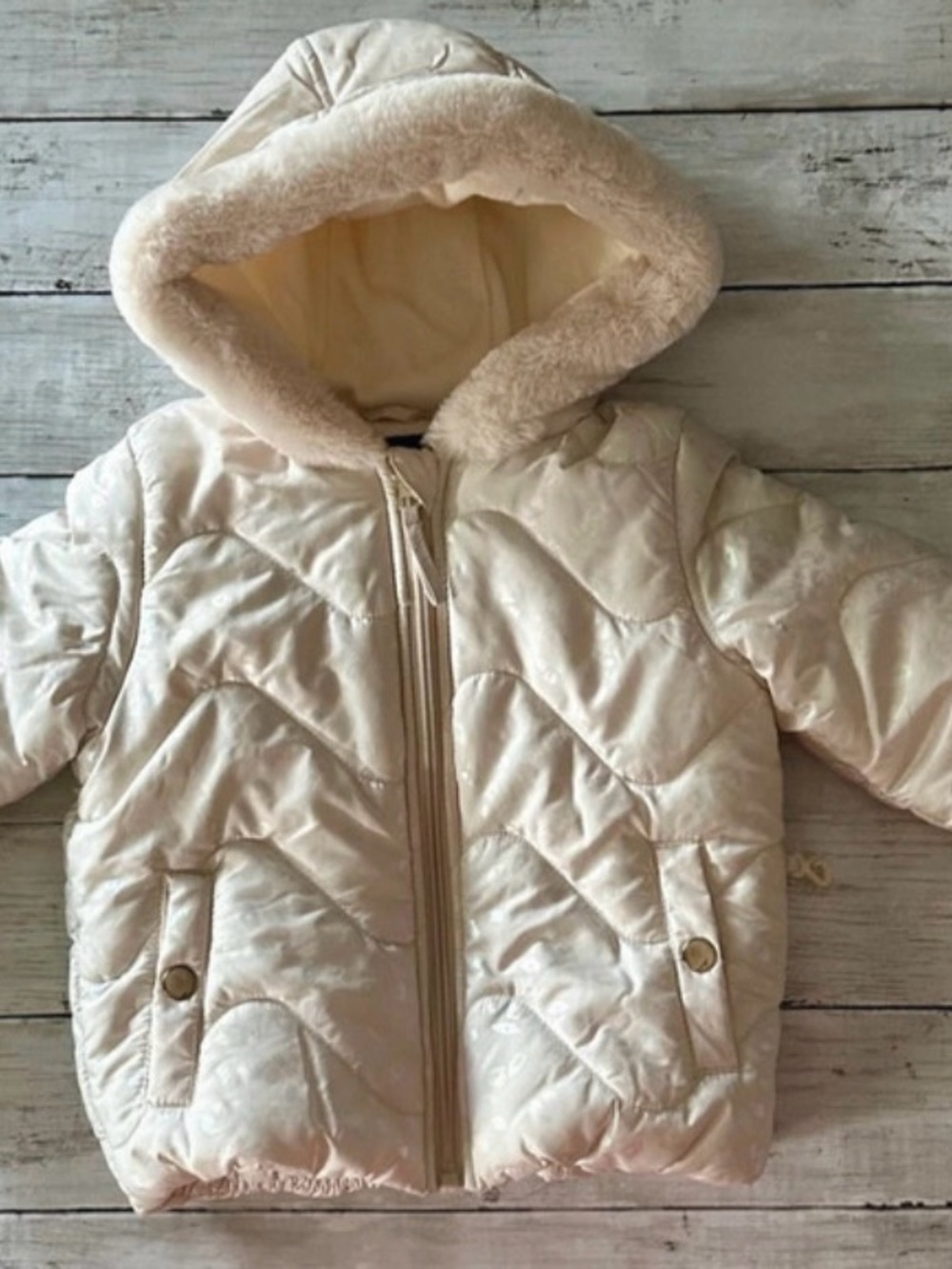 Rothschild Cream Quilted Hooded Puffer Jacket